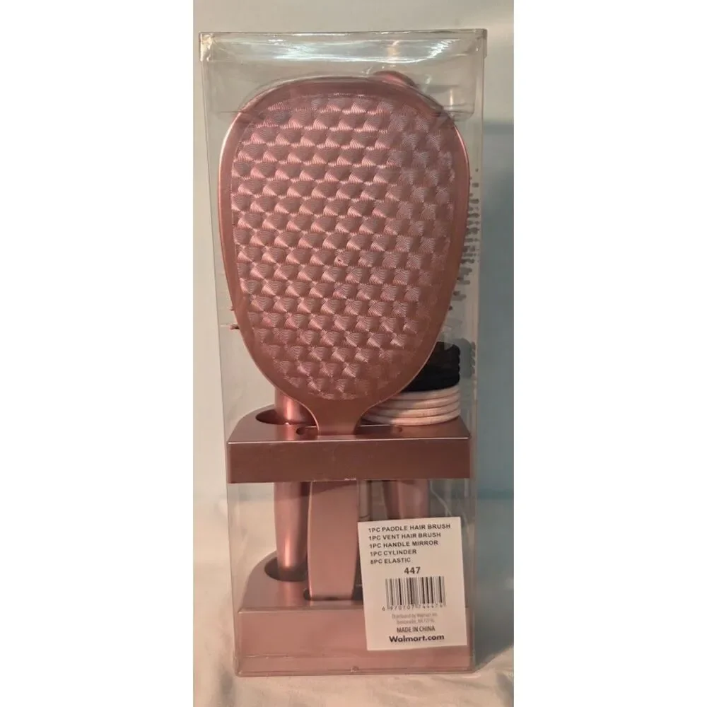 12 Piece Rose Gold Hair Brush & Mirror Set New Sealed Hair Care Kit